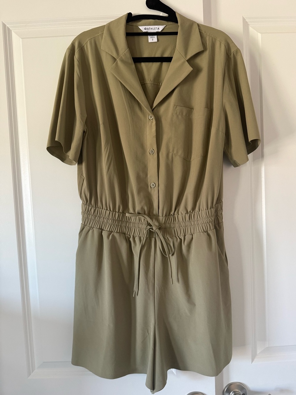 Athleta Light Olive Green Short Sleeve Utility Romper